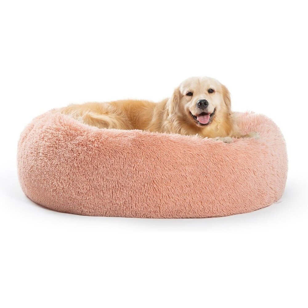 Calming Dog Bed Plush Donut Comfy Cuddler Faux Fur Washable Multiple Sizes S-XXL - Picture 1 of 6